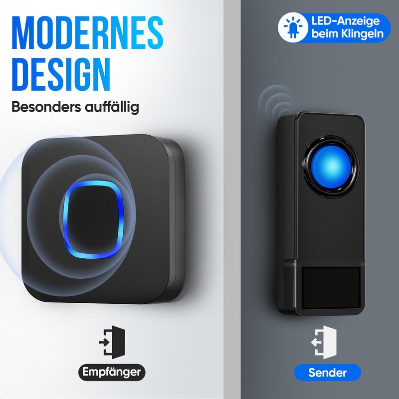 Strex Wireless Doorbell with 2 Receivers, Plug & Play, 300