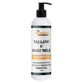  Beef Tallow Shampoo & Conditioner Set -Unscented Handmade tallow & goat milk shampoo for Damaged hair, all hair types- Moisturizing Shampoo- Sulfate, fragrance free -SHAMPOO 12OZ