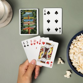 Lantern Press Wyoming, Signpost, Forest and Camp (52 Playing Cards, Poker Size Card Deck with Jokers)