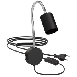 ledscom.de Waika Reading Lamp with Gooseneck Plug Switch Matte Black Includes Smart Home RGBW GU10 LED Lamp, 5.41 W, 473 lm