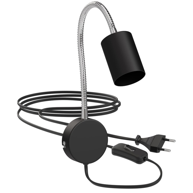 ledscom.de Waika Reading Lamp with Gooseneck Plug Switch Matte Black