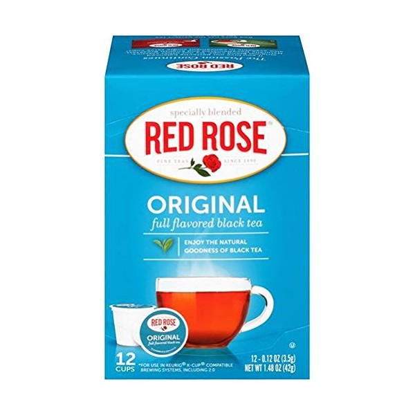Red Rose Original Black Tea Single Serve Cups (Keurig Compatible) - 12 Count