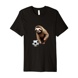 Sloth Playing Soccer Cute Sloth Soccer Player Kicking Ball Premium T-Shirt