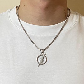 Tapp Collections 316L Stainless Steel Superhero Flash Lightning Bolt Pendant Necklace - Silver Color