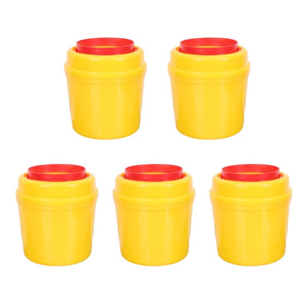 Pack of 5 Cannulas Disposal Container, Small Syringes, Bucket, Cannula Dispensing Container, Waste Container for Blades, Tattoo, Needles, Box, Yellow