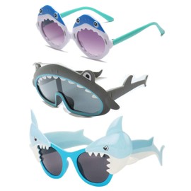 FANCYKIDS Shark Sunglasses Eyeglasses Novelty Funny Costume Sunglasses for Boys Girls Birthday Photo Props Sea Ocean Theme Party Decoration Toys 3 PAIRS