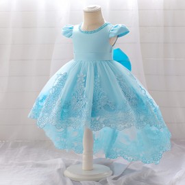 Baby Flower Girl Dress Pageant Party Wedding Pearl Lace Tutu Gown Toddler Formal Dresses