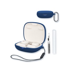 Case for Baseus Bowie MF1 Open Ear Clip-On Earbuds,Soft Protective,BOVUGAC Silicone Case Cover with Keychain & Cleaning Kit & Lanyard for MF1 Earbuds-Blue