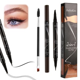 Augenbrauenstift Wasserfest, Wischfest Eyebrow Pencil 2-in-1-Doppelkopf, Langanhaltend und Wischfest, mit Augenbrauenbürste, Zaubern Sie ganz Einfach eine Natürliche Augenbrauenfarbe (Dunkelbraun)