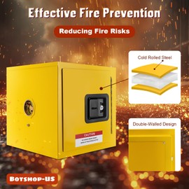 Gdrasuya10 2 Gallon Flammable Liquid Safety Cabinet 13" x 13" x 13" Hazardous Liquid Storage Cabinet Steel Safety Cabinet Flammable Storage Cabinet for Commercial Industrial Use, Yellow