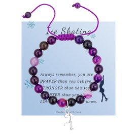 Bee Bracelet Silver Bee Charm Crystal Braided Bee Bracelet for Bees Lover Bumble Bee Bracelet for Women Teen Bees Spirit Animal Gift Birthday Inspiration Present for Her (Purple Ice Skating Bracelet)