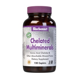 Bluebonnet Nutrition High Potency Chelated Multiminerals, Albion Chelated Minerals, Soy-Free, Gluten-Free, Non-GMO, Kosher Certified, Dairy-Free, 120 Caplets, 40 Servings