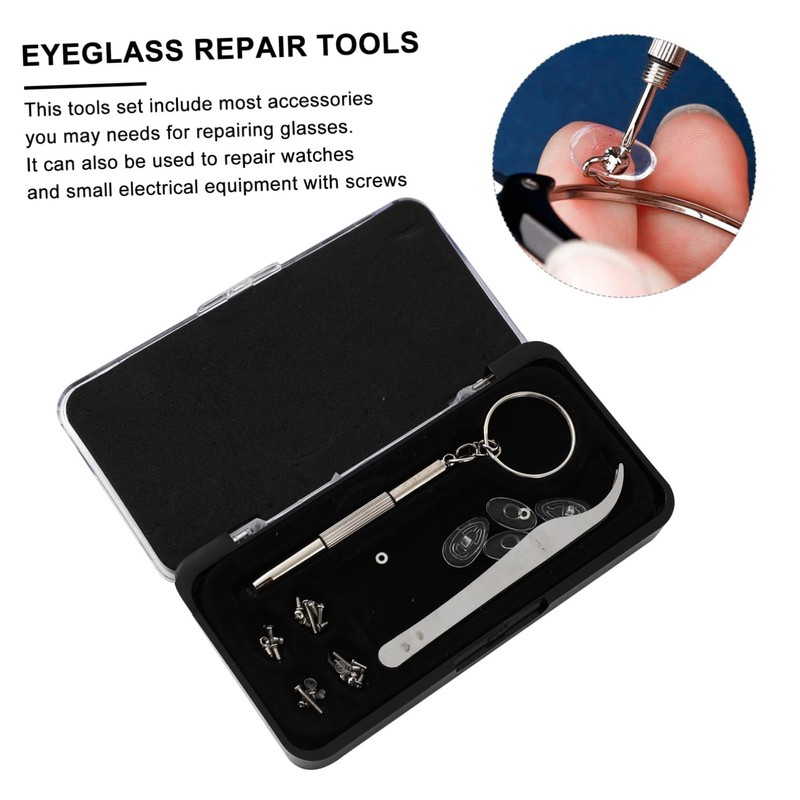 Ipetboom 1Set Eyeglass Repair Tool Precision Screwdriver Eyeglass Tweezers and