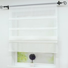 Joyswahl Voile / Net Curtain - Cafe-Style Curtains with Draw Cord - Oonagh Series Tape Blind