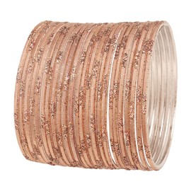 Touchstone New Indian Bollywood Fresh Fashion Trend Setter Engraved Work Scintillating Rhinestone Sepia Brown Pastel Color Designer Jewelry Adorable Bracelets Bangle. Set of 24.for Women.
