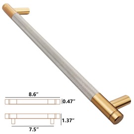 Westablize 2 Pack 7 1/2 Inch 192 mm Bar Cabinet Pulls Bronze and Nickel Knurled Handles for Bronze and Nickel Drawer Pulls Cupboard Aluminum Handles (Modern 2, Bronze and Nickel, 7 1/2 Inch)