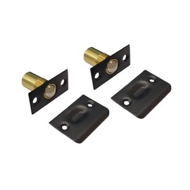 QCAA Solid Brass Adjustable Ball Catch with Strike, 2-1/8" x 1" x 1-5/16" Height, 11/16" Dia., Matte Black, 2 Pack, Made in Taiwan