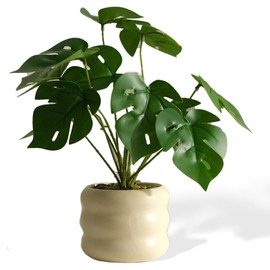 Beciway 11" Artificial Tropical Faux Plant with Vase, Fake Indoor Decoration for Home, Bathroom, Office, Kitchen & Wedding Décor