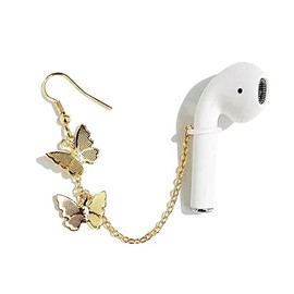 2pcs Anti Lost Earrings for Airpods Wireless Earphone Holder Butterfly Cactus Sunflower Mushroom Strap Earrings Holder Earhooks for Women, Stainless Steel, No Gemstone