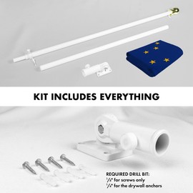 G128 Combo Pack: 5 Ft Aluminum Spinning Flagpole (White) & Alaska AK State Flag 2.5x4 Ft, StormFlyer Series Embroidered 220GSM Spun Polyester | Pole with Flag Included