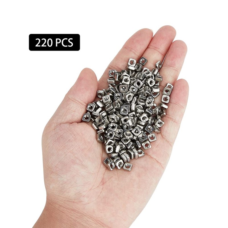 SUPERFINDINGS about 220Pcs Stainless Steel M3 Square Nuts Square Thin