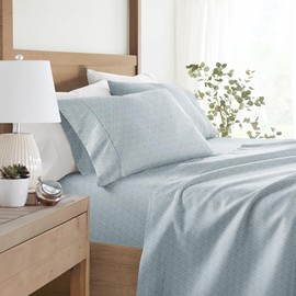 LINENS & HUTCH Sheet Set Patterned Microfiber Ultra Soft Bedding in Modern Circles - California King Modern Circles Sky Blue