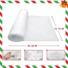 Adiornchse Christmas Fake Snow Blanket, 15.7 x 59 inch Artificial Snow Blanket for Christmas Village, Fluffy Fiber Cotton Artificial Snow Blanket Cover for Xmas Winter Holiday Party Table Decoration