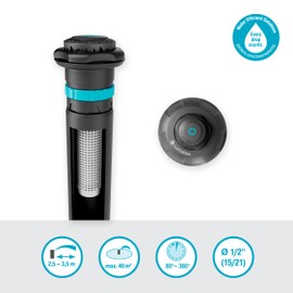 Gardena Sprinkler System Pop-up Sprinkler MD40: Pop-up irrigation system for medium lawns up to 40 m², range from 2.5–3.5 m, with rotary nozzle, 1/2 inch female thread (8231-20)