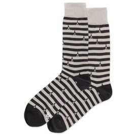 Hot Sox Men's Walking The Line Crew Socks 1 Pair, Grey, Men's 6-12 Shoe, Grey, 6-12