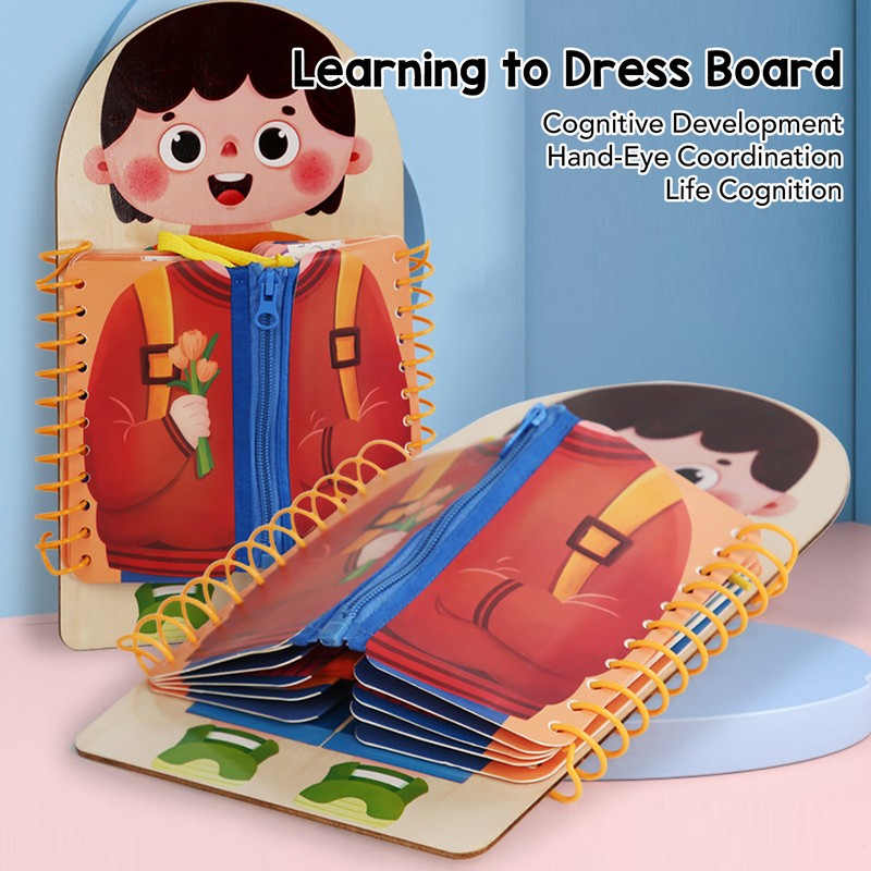 Learning to Dress Board Wooden Early Learning Basic Life Skills
