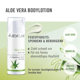 ARYA LAYA Body Lotion Aloe Vera | For a Silky Soft Skin Feeling: Provides Intensive Moisturising and Nourishes the Skin Smoothly Beautiful, Absorbs Quick