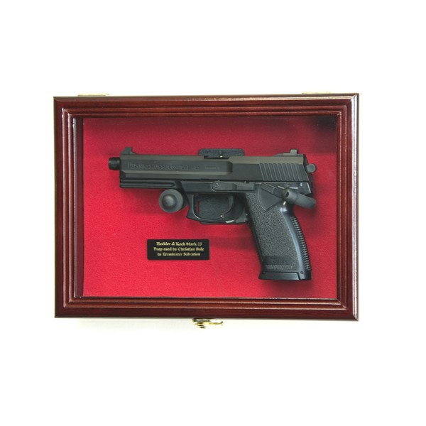 Single Pistol Display Case Wall Mount Solid Hardwood Cabinet Gun Holder
