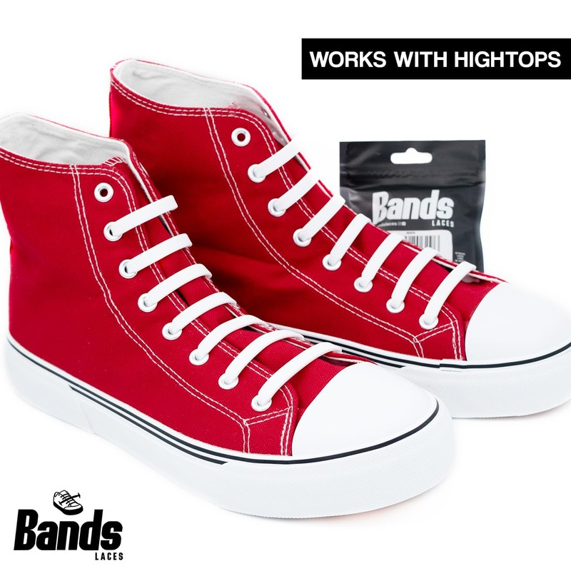 BANDS LACES No Tie Elastic Stretch Shoelaces (White)