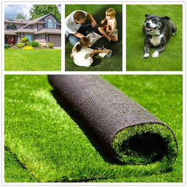 Fas Home Artificial Grass Turf 3FTX17FT, 1.38" Pile Height Realistic Synthetic Grass, Indoor Outdoor Pet Faux Grass Astro Rug Carpet for Garden Backyard Patio Balcony