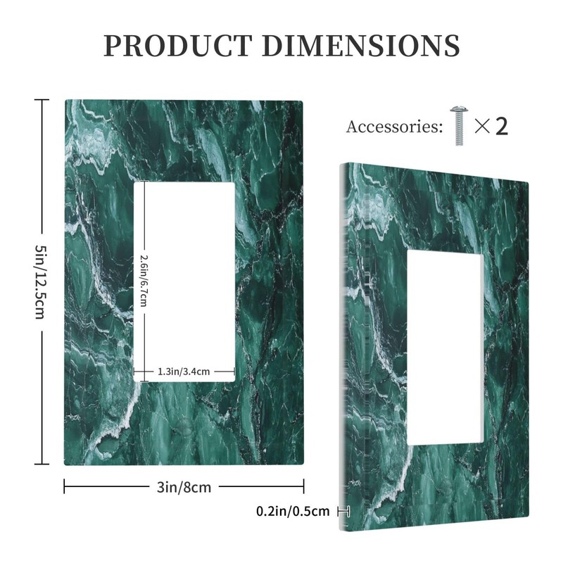 Nijuodnijir Decorative Outlet Covers Green Marble White Lines 1 Gang