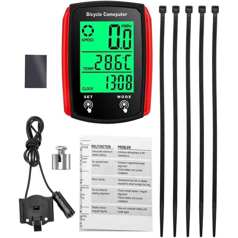 Bicycles Odometer and Speedometer, Wired Waterproof Cycle Bike Computer with