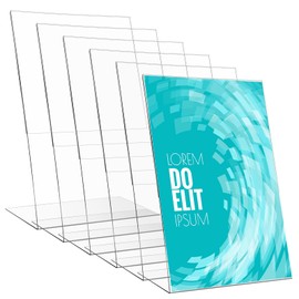 Beeveer 5 Pcs 11 x 17 Inch Acrylic Sign Holder Standing Slant Back Sign Holder Clear Plastic Table Top Transparent Display Stand for Workers Teachers Office School Menu Picture Flyer Pamphlet Supplies