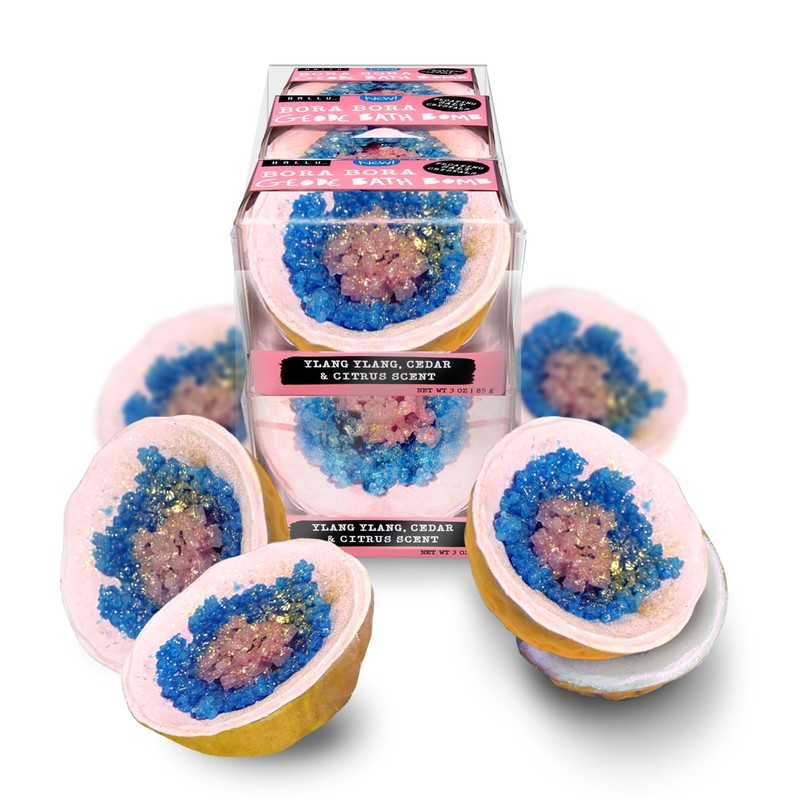 Hallu Bora Bora Geode Bath Bomb, Pack of 6.