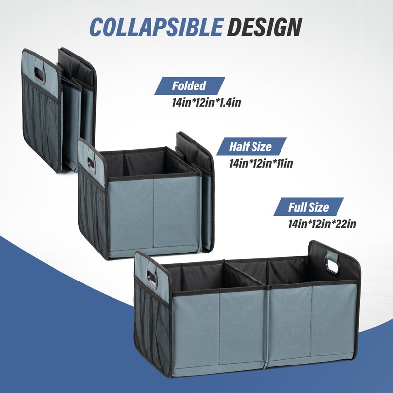 Simple Deluxe Car Trunk Organizer for SUV, Collapsible 2 Compartment