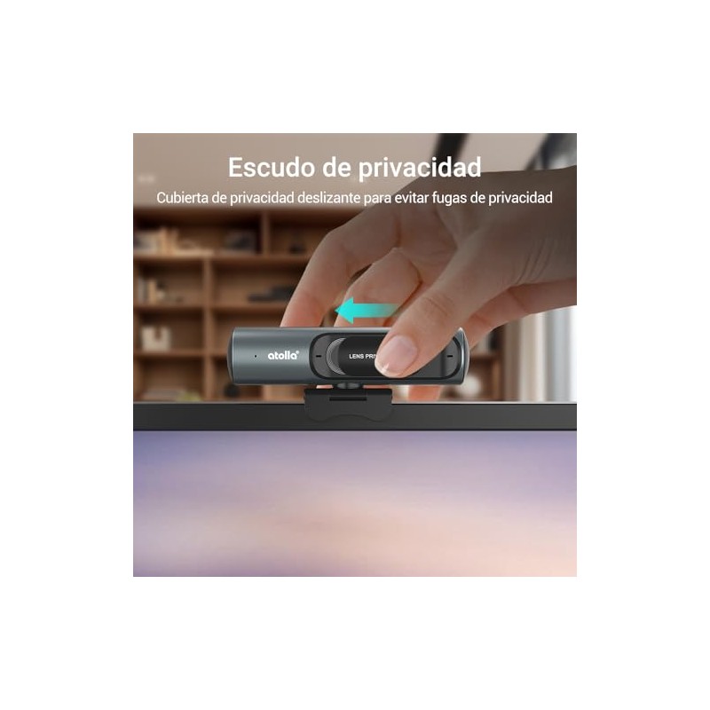 atolla 2K Webcam con Cubierta de Privacidad, Camara Web para