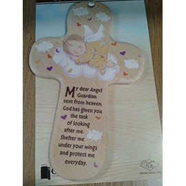 Guardian Angel Prayer on 6" Solid Wood Cross - My dear Angel Guardian sent from heaven...