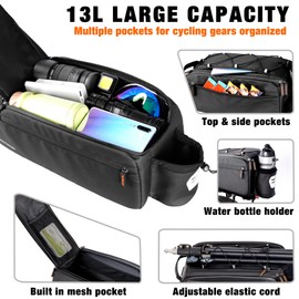 JXFUKAL Bike Bags for Bicycle Rear rack, 13L Supportive Bike Rack Bag Built-in Rigid side & Base Panel, Waterproof Reflective Ebike Trunk Pannier Saddle Seat Bag Carrier for Commuter Travel Outdoor