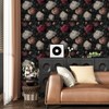 Laatse Dark Red Peony Floral Wallpaper Peel and Stick 17.5"x118"