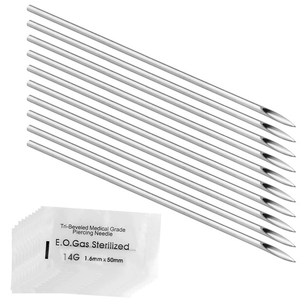Jagowa 10PCS Piercing Needles 16G Disposable Cleaned Ear Nose Body