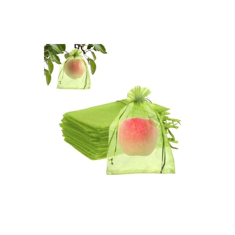 100PCS Fruit Protection Bags - Drawstring Mesh Covers for Gardens