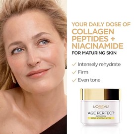 L'Oreal Paris Age Perfect Collagen Expert Anti-Aging Day Face Moisturizer AM, Collagen Peptides, Niacinamide, Age Perfect For Mature Skin, Suitable fo