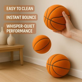 ZOAYE Silent Basketball Dribbling Trainer – Size 7 Foam Training Tool for Indoor Quiet Practice – Airless, Soft, Noise-Free Use at Home or Gym