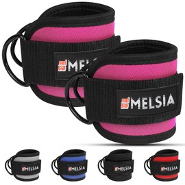 Melsia Ankle Straps for Cable Machine Women & Men - Glute, Booty Workouts, Kickbacks, Leg Extensions, Curls & Hip Abductors - Adjustable, Gym Cable Attachments - Ergonomic Neoprene Padding (Pink)