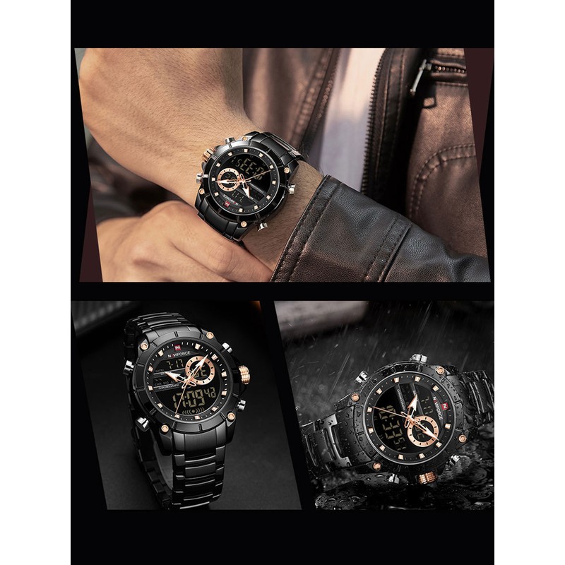 Men Watch Quartz Movement Digital Chronometer Analog Business Sports Casual