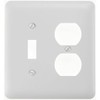 Amerelle Devon Single Toggle/Single Duplex Steel Wallplate in White